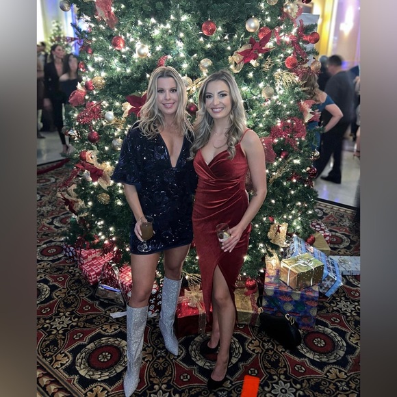 Formal Velvet MIDI Dress RED - Picture 4 of 4